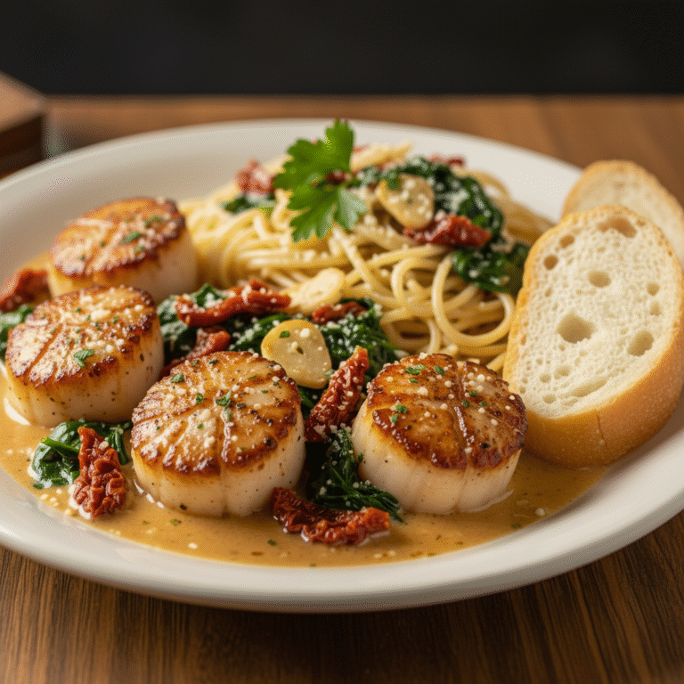 Creamy Tuscan Scallops – Elegant Seafood Dinner Recipe