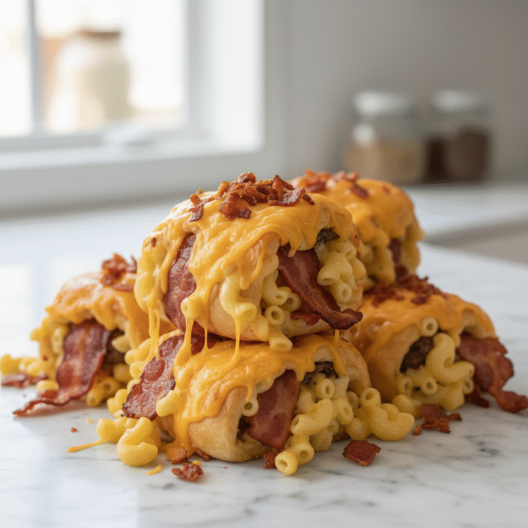 Melty Mac & Cheese Bacon Burger Rolls – Gooey, Cheesy, Irresistible!